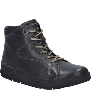 Descubra la elegancia y el confort excepcional de los botines Anna 03 de JOSEF SEIBEL. En color granito, este modelo es una obra maestra atemporal que no puede faltar en ningún armario. Fabricado en piel de cabra de alta calidad, este botín no sólo tiene un aspecto atractivo, sino también una longevidad que se nota. Gracias a su cómodo ancho H, este zapato es ideal para pies más anchos, prometiendo una comodidad inigualable y no restringiendo tus actividades a lo largo del día. Tanto para pasear al aire libre como para acompañarte en tus aventuras urbanas, siempre lucirás una figura elegante con las Anna 03. El cálido forro textil garantiza que tus pies permanezcan cómodos y calientes incluso en los días más fríos. La suela Rubflex no sólo destaca por su color gris, sino también por su flexibilidad y durabilidad, que aportan ligereza a cada paso. El mecanismo de cierre con cordones permite adaptar el zapato al pie y favorece el movimiento natural del pie. La colección Spirit of Nature, a la que pertenece el modelo Anna 03, es sinónimo de estilo y confort y de un diseño con un fuerte carácter, que se acentúa aún más con las costuras tradicionales hechas a mano. El cosido Strobel, una técnica de unión tradicional, mejora la estabilidad del zapato y demuestra la artesanía que se siente a cada paso. Con el Anna 03 de JOSEF SEIBEL, usted elige algo más que un zapato. Está eligiendo una pieza de tradición y calidad que se aleja de la moda rápida. Este modelo no sólo le acompañará durante el invierno, sino que también será un compañero intemporal en todas sus aventuras.