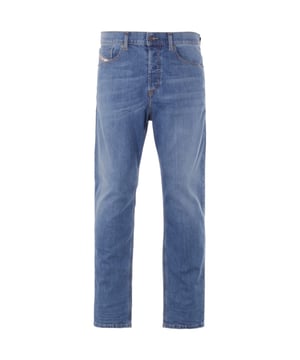Diesel D-Fining 0EHAJ Blue Jeans. These Diesel blue Jeans are the perfect blend of style and comfort. Made of blue denim trouser fabric, these jeans are designed to provide you with all day comfort and superior fashion. With a modern casual look, these jeans will keep you looking trendy and fabulous wherever you go.. Regular Waist, Tapered Leg, Button Fly, Diesel D-Fining 0EHAJ Jeans. 98% Cotton, 2% Elastane Stretch Denim. 5 Pocket Jeans, Brand Embossed Diesel Badge. Style - 2005 D-FINING A03571 0EHAJ 01