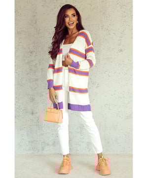 Classic stripes for a timeless look
  Long sleeves for extra warmth
  Ribbed trim adds texture and sophistication
  Convenient button closure for easy on and off
Material: 100% Polyester