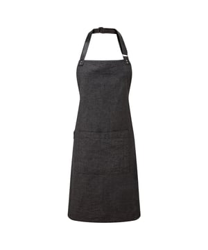 Material: 100% garngefärbte Oxford-Baumwolle. Verstellbare Nackenkrawatte aus Kunstleder mit Nietenbesatz. Vordertasche mit Stifttasche; Tablet-freundlich. Kunstleder-Tuchhalter und seitliche Laschen mit Nieten-Detail. Selbstbindende Stoffbänder mit doppeltem D-Ring. Breite: 72 cm. Länge: 86 cm.