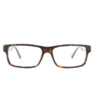 Gucci Glasses Frames GG0752O 002 Dark Havana Men  are a rectangular style constructed with lightweight acetate . The temples feature a classic striped design along with the Gucci logo on the temples for authenticity