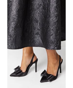 Tamara Satin Bow Sling Back Stiletto Court Shoes