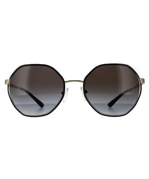 Michael Kors Round Womens Light Gold Black Dark Grey Gradient Sunglasses Michael Kors are a hexagonal shaped frame crafted from lightweight metal. The adjustable nose pads and Plastictemple tips ensure a comfortable all round fit. Super thin temples feature the Michael Kors logo to finish the modern look.