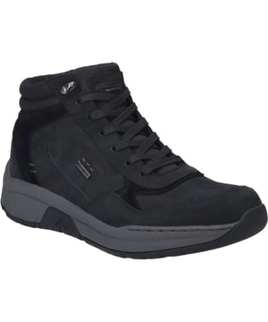Mit dem Mitchell 55 präsentiert JOSEF SEIBEL einen Sneaker, der Tradition und moderne Ansprüche gekonnt vereint. Gefertigt aus hochwertigem Nubuk-Rindsleder, kombiniert mit Textil, bietet dieser Schuh ein angenehmes Tragegefühl und ist zugleich strapazierfähig. Die Farbgebung in klassischem Schwarz macht den Schuh zu einem vielseitigen Begleiter für die Freizeit. Ob für einen Spaziergang im Park oder einen entspannten Stadtbummel, der Mitchell 55 ist die perfekte Wahl für den modernen Herren, der Wert auf Bequemlichkeit und Qualität legt. Die Sohle aus EVA und Gummi, mehrfarbig und leicht strukturiert, sorgt für Flexibilität und Rutschfestigkeit bei jedem Schritt. Dank der innovativen MultiFit Technologie von JOSEF SEIBEL, die zwei Weiten in einem Schuh ermöglicht, sowie dem weichen und unterstützenden Wechselfußbett, bietet der Sneaker ein unvergleichliches Gehgefühl. Die Bequemschuhweite H ist ideal für den breiteren Fuß, und die Möglichkeit, ein eigenes orthopädisches Fußbett zu verwenden, unterstreicht die Funktionalität des Schuhs. Die Strobel-Machart, eine hochwertige Verbindungsart vom Schaft mit der Außen-Zwischensohlenkombination, trägt zur Stabilität und Langlebigkeit bei. Als Teil der I Go Dynamic Kollektion steht der Mitchell 55 für technisch anspruchsvolle Produkte, die maximales Fuß- und Gehwohl in den Mittelpunkt stellen. JOSEF SEIBEL setzt mit diesem Schuh auf Slow Fashion, also auf nachhaltig produzierte Schuhe, die durch ihre Langlebigkeit und Qualität überzeugen. Ein Sneaker, der nicht nur durch sein äußeres Erscheinungsbild, sondern auch durch seine inneren Werte überzeugt.