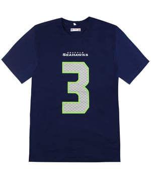 Fanatics NFL Seattle Seahawks Russell Wilson Navy Blue Mens T-Shirt