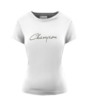 Champion Easy Fit Short Sleeve White Womens Logo Cotton T-Shirt 105748 006