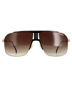 Carrera rectangle men's black gold brown gradient 1043/s carrera son un estilo típico de carrera con las lentes grandes, el puente con el logo C y la marca carrera en las lentes y la patilla.