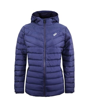 Het slim fit damesjack van ASICS is perfect voor dagelijks gebruik bij koud weer. Het heeft twee steekzakken. De manchetten zijn voorzien van elastiek. Bijzonderheden Aansluitend silhouet. Zijzakken met rits. Logo op de borst. Water- en winddichte eigenschappen.