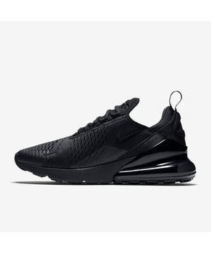 LEGENDARY AIR GETS LIFTED.
Nike's first lifestyle Air Max brings you style, comfort and big attitude in the Nike Air Max 270. The design draws inspiration from Air Max icons, showcasing Nike's greatest innovation with its large window and fresh array of colours.
Benefits
The Max Air 270 unit delivers unrivalled, all-day comfort.
The sleek, running-inspired design roots you to everything Nike.
Woven and synthetic fabric on the upper provides a lightweight fit and airy feel.
Foam midsole feels soft and comfortable.
The stretchy inner sleeve and bootie-like construction create a personalised fit.
Rubber on the outsole adds traction and durability.
Product Details
Mesh details for an airy feel
Synthetic and textile upper.
2-piece midsole
Colour Shown: Black/Black/Black
Style: AH8050-005
Nike Air Max Origins
Revolutionary Air technology first made its way into Nike footwear in 1978. In 1987, the Air Max 1 debuted with visible Air technology in its heel, allowing fans more than just the feel of Air cushioning—suddenly they could see it. Since then, next-generation Air Max shoes have become a hit with athletes and collectors by offering striking colour combinations and reliable, lightweight cushioning.