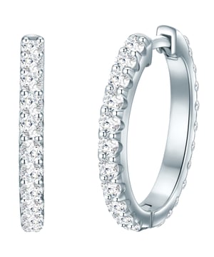 Glittering earrings belong in every jewelry box - like these creoles of the Trilani label. The design convinces with a timeless circular shape. Made of 925 sterling silver and with a rhodium line, the earrings keep their cool silver gloss for a long time. Eyecatcher is the lush trim with zirconia crystals, whose diamond grinding ensures a beguiling sparkle on your earlobes. The creoles have what it takes to have an Everything-Piece, with an office look as well as in leisure time. A practical folding lock offers ideal wearing comfort and simplifies the attachment and taking off.