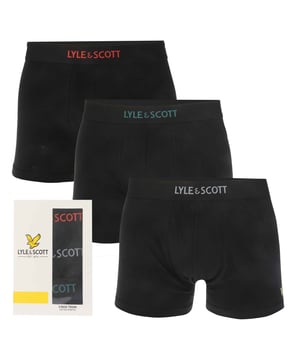 Men's Lyle And Scott Devon 3 Pack Boxer Shorts.- Branded elasticated waistband.- Soft and flexible fit.- 95% Cotton, 5% Elastane. Ref: LSM20049.