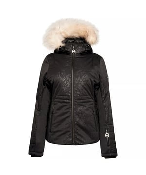 Materiaal: 97% polyester, 3% elastaan. Stof: Satijn Touch. Ontwerp: imitatie edelsteen, logo, bloemblad. Stoftechnologie: Ared 10000, Warmloft, Waterdicht. Badge, gemerkte ritstrekker, afneembare sneeuwrok, lage bulkvulling, metalen ritstrekker, zijpanelen. Halslijn: Hoge Kraag. Mouwtype: Met lange mouwen. Eigenschappen kap: afneembare bontrand, afneembare kap, ingegroeide kap. Zakken: Zak voor skipas, 2 zijzakken. Bevestiging: Volledige ritssluiting. 10000g/m²/24hrs.