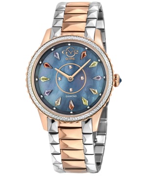 Reloj de diamantes Siena con dial MOP, cuarzo suizo, acero inoxidable 316L.