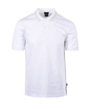 Boss H-Phillipson 199 Polo Shirt in White
Elevate your casual wardrobe with the timeless elegance of the Boss H-Phillipson 199 Polo Shirt. Crafted from premium mercerized cotton for exceptional softness and a luxurious feel, this polo shirt exudes understated sophistication.
 
Features

Slim Fit: Tailored for a contemporary and flattering silhouette.
Mercerised Cotton: Offers superior softness, lustre, and durability.
Two-Button Placket: Features elegant pearlescent buttons for a refined touch.
Ribbed Polo Collar: With single-bed detail in grey for a touch of contrast.
Ribbed Cuffs: Ensure a comfortable and secure fit.
Signature BOSS Logo: Woven pinch tag on the lower left side seam.
Side Vents: Allow for ease of movement and a comfortable fit.
Woven Reinforcement Tabs: On the interior side vents in signature BOSS colours.
100% Cotton: Guarantees breathability and comfort.