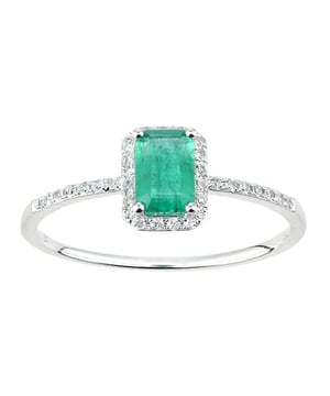 Oro blanco de 18 quilates (750): 1,48 g; # Diamante: 0,11 quilates; # Esmeralda: 0.6ct