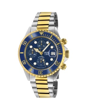 An accessory to success. A distinctive, Swiss-made timepiece is always a sound investment. Artfully reminiscent of the famed New York City skyline, each watch in the Gevril Wall Street Collection commands attention with a stainless steel, architectural design. The unidirectional rotating bezel frames sapphire-doomed, anti-glare crystal. Detailed to perfection, a magnified lens showcases luminous indices and hands on a contrasting dial. Form never suffers to function: each watch is water resistant for up to 200 meters and features a stainless steel bracelet with folding deployment closure. Available in a series of sleek dial colorways, the Wall Street Collection makes a strong statement.

Gevril Men's 4151A Wall Street Chronograph Swiss Automatic Watch

Gevril Men's Wall Street Stainless Steel Bracelet Watch
43 mm Round 316L Stainless Steel Case, Chronograph with 3 sub dials 1/8-seconds counter, 30-minutes counter, 12-hours counter
Unidirectional rotating Blue Ceramic bezel, Blue Dial, Luminous Hands
Magnified date window, Screw down crown
Two-toned SS IPYG Oyster Bracelet with Deployment Buckle
Anti-reflective Sapphire Crystal
Water Resistant to 200 Meters/20 ATM
Swiss Automatic Chronograph Movement Sellita SW500