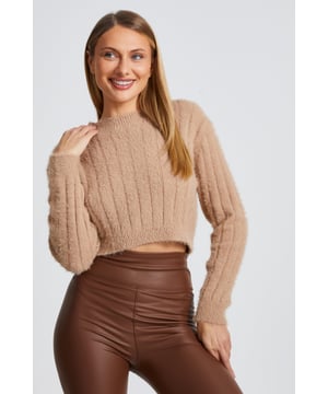 - Knitted finish - Cropped style - Long sleeves - Model height: 5' 9" - Model wears uk 8 / us 4 / eur 36 - Always check the care wash label - Cool hand wash with mild detergent