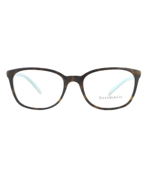 Tiffany Glasses Frames TF2109HB 8134 Havana on Tiffany Blue Women  are a stunning square design for women crafted from lightweight acetate with slender temples that are embellished with sparkling crystal details and the Tiffany & Co logo.