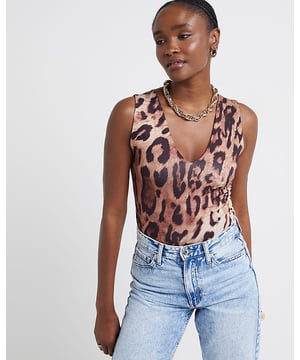 Leopard print, V neck, Sleeveless