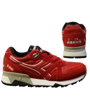 Diadora n9000 nyl ii rojo malla de gamuza encaje de encaje para hombre entrenadores c6273 b3d