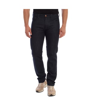 Slim fit jeans from Emporio Armani, designed to offer a casual style with a touch of elegance.

 Made from high-quality denim, it features a slim fit that follows the line of the leg without being excessively tight, achieving a perfect balance between comfort and style.

 Equipped with button closure and the classic five-pocket design, it combines functionality and aesthetics.

 On the back, it includes a discreet mini logo of the brand on one of the pockets, as well as a logo patch on the hem of the waistband, highlighting the authenticity and sophistication of Emporio Armani.

 Ideal for those looking for a versatile and refined garment for any casual occasion.
 Composition: 72% Cotton, 26% Paper
 Care:
- Machine wash on gentle cycle.
 - Use similar colors in the wash.
 - Avoid the use of bleaches.
 - Dry at low temperature in the dryer.
 - Iron at low temperature.
 - Do not dry clean.