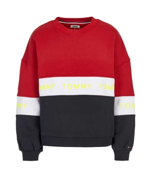 70% Baumwolle, 30% Polyester; Tommy Jeans Pullover; Modell: DW0DW06001 902; Hochwertig verarbeitet; Weiche Baumwollmischung; Rundhalsausschnitt, lange Ärmel; Oversized, tailliert; Gefüttert; Tommy Hilfiger Jeans Logo-Details