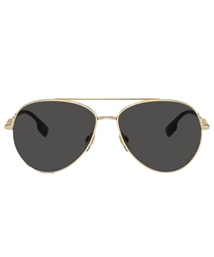 Burberry Gold Sunglasses, Lens Width = 58mm, Nose Bridge Width = 18mm, Arm Length = 140mm, Sunglasses, Sunglasses Case, Cleaning Cloth and Care Instructions all Included, 100% Protection Against UVA &amp; UVB Sunlight and Conform to British Standard EN 1836:2005, Gold Sunglasses