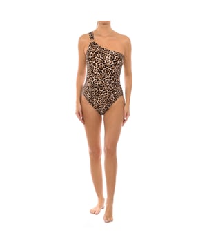 Het Michael Kors Logo Ring One-Piece badpak is een tijdloos eendelig badpak met een flatterend silhouet en een gedurfde dierenprint, gecombineerd met een modieus één-schouder logo ring detail en cups. zacht uitneembaar.

 Eendelig badpak.
 Ringdetail met logo op de band, op schouderhoogte.
 Brede band.
 Verwijderbare zachte cups.
 Inclusief een afneembaar en verstelbaar dun bandje.
 Naden in toon zichtbaar.
 Samenstelling: Buitenkant: 85% Polyamide, 15% Elastaan; Voering: 92% Polyester, 8% Elastaan; Cups: 100% Polyurethaan.
 Onderhoud:
Handwas met koud water.
 Gebruik neutrale zeep.
 Geen bleekmiddel gebruiken.
 Spoelen zonder te draaien.
 Niet strijken.