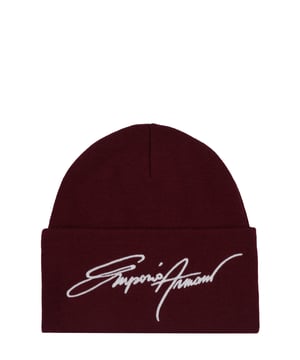 50% lana, 50% acrílico; gorra Emporio Armani;  Modelo: 6270460A536 00173;  Mano de obra de alta calidad;  ala doblada;  Detalles del logotipo de Emporio Armani