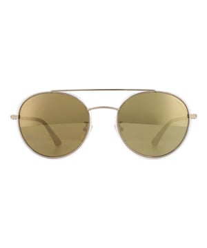 Las gafas de sol Police SPL870 Coupe 1 8ffg Light Gold Grey Brown Gold Mirror son un estilo redondo contemporáneo con doble puente, frontal metálico y patillas de plástico. En cada patilla luce el emblemático logotipo "P" de la policía gótica.