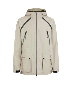 Experience the ultimate in versatility and style with the Belstaff Cream Jacket. This jacket offers both warmth and fashion-forward design, allowing you to effortlessly transition from a casual day look to a chic evening ensemble. Stay cozy and look amazing with this must-have jacket!, Gore-Tex Infinium Jacket, Weather Resistant, Vent Jacket Gore-Tex Infinium construction water resistant and wind proof Compactible, packs away into pocket with internal carrying strap Hooded Mid-length Long sleeves with elasticated suffs, two-way front zip closure Bellow side pockets Two front chest pockets Logo patch at arm, Branded Badge On Left Sleeve, Thin Cream Coat, Zip Closure, Hooded Coat, Rain Coat, Purple Jacket, 2 Large Pocket On Left Chest and Sleeve, Rain Coat