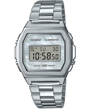 This Casio Casio Collection Digital Watch for Women is the perfect timepiece to wear or to gift. It's Silver  Square case combined with the comfortable Silver Stainless steel watch band will ensure you enjoy this stunning timepiece without any compromise. Operated by a high quality Quartz movement and water resistant to 3 bars, your watch will keep ticking. Classic and charming  watch perfect for every occasion -The watch has a calendar function: Day-Date, Stop Watch, Alarm, Light High quality 20 cm length, 19 mm wide, Silver Stainless steel strap with a Fold over with push button clasp Case Measurement: 36x36 mm, Case height: 7 mm and Case color: Silver Dial color: Mother of pearl