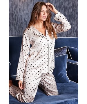 REASONS TO BUY:

Who doesn't love new PJs?
Silky soft fabric
Wide legs and elasticated waist for maximum comfort
Polka dots are always on-trend
Luxe contrast trim
Don't forget the matching top