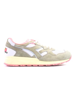 Diadora LC23 N9002 Pink Panther White Leather Unisex Lace Up Trainers