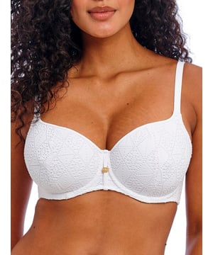 Freya Nomad Nights Sweetheart Bikini Top. With light padding, crochet overlay and adjustable straps. This product is recommended as hand wash only.