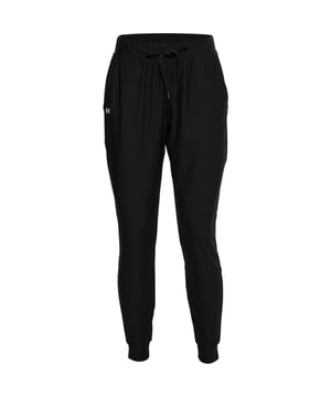 Encased elastic waistband with external drawcord.Four way stretch construction moves in every direction.Material wicks sweat and dries really fast.Slight harem construction flows from a more generous hip and thigh to a slim  fitted ankle.