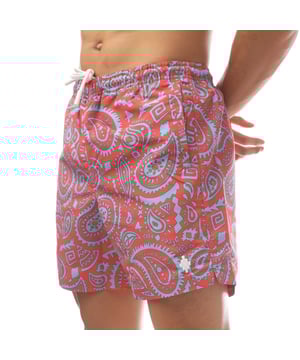 Heren Marcelo Burlon Paisley Zwemshort in roodblauw.- Elastische tailleband.- Zijzakken.- Lichtblauw paisleymotief.- 100% Polyester.- Ref: CMFA0090022540
