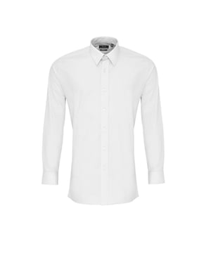 65% Polyester, 35% Katoen. Stof: Popeline. Ontwerp: Eenvoudig. Manchet: Dubbele knoop. Mouwtype: Met lange mouwen. Halsuitsnijding: Omgeslagen kraag. Easy-Care. Geschikt voor: Slank. 105gsm. Duurzaamheid: Amfori, BSCI, REACH, Sedex, WRAP Gecertificeerd.