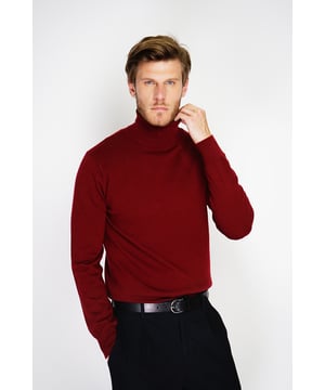 William de Faye – Rollkragenpullover – Weinrot