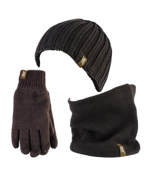 The Heat Holders Men's 3 Part Winter Set is the ultimate in thermal wear. The hat, gloves, and neck warmer are all guarenteed to keep you warm no matter what Mother Nature throws at you. Whether you're out in the cold for an extended period of time or just need something to give you that extra boost of warmth when it's chilly outside, this set will be your new best friend. Plus, unlike other brands that only focus on one aspect of the winter weather (like just keeping your hands warm), Heat Holders' products work together so that you can stay comfortable all day long!