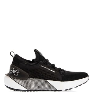 Mens Under Armour UA HOVR Phantom 3 SE Running Shoes in black-white.- Lightweight  comfortable UA IntelliKnit upper.- External heel counter creates the ultimate in stable support.- Layered mesh & foam midfoot panel for added structure with increased breathability.- Bootie construction for elevated ease of entry combined with a contoured fit.- Responsive UA HOVR™ cushioning reduces impact  returns energy & helps propel you forward.- Full rubber outsole with strategic pattern for elevated traction & durability.- Ref: 3026582003
