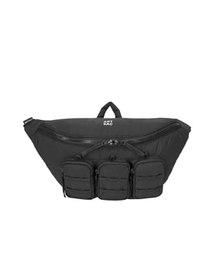 The perfect practial edition to any outfit. This unique triple-pocket design sling bag has enough internal and external space to carry all your every day essentials. Features: , Padded lightweight nylon, Water resistant, Zip top opening to main compartment, ARTSAC screen printed logo, Triple front zip pocket with loops, Internal zip pocket, External rear zip pocket, Top grab handle, 2 Mobile phone internal net pockets, Adjustable shoulder strap allowing backpack styling or bum bag styling Style Ref: 52014 BLACK