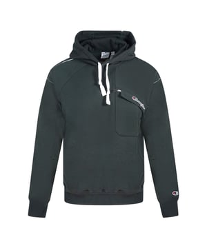 Champion Asymmetric Chest Pocket Logo Black Hoodie. Champion Black Hoodie. Elasticated Sleeve Ends and Waist, Drawstring Hood. Front Pockets. 73% Cotton 27% Polyester. Style Code: 216554 KK001