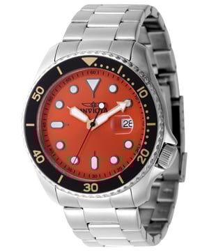 Das Invicta 47159 hat ein 46 millimeter Edelstahl gehäuse mit einem orange Zifferblatt.
Dieses Modell wird von einem präzisen  Quarzuhrwerk angetrieben.
5 bar Wasserdichtigkeitszertifizierung.
Dieses Modell ist von der Invicta Pro Diver Kollektion.

2 Jahre Garantie.