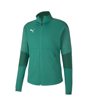 Juniors Puma Final Training Jacket in green.- Full zip fastening.- Side zip pockets.- Contrast on shoulders and side panel.- Silver Puma cat logo on chest.- Improved breathability.- Engineered fabric.- dryCELL technology.- Slim fit.- 100% Polyester.- Ref: 65647305M5