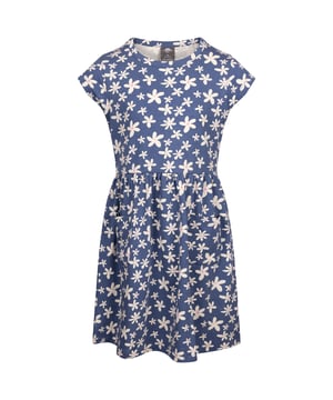 Materialzusammensetzung (%): 95% Baumwolle, 5% Elastan. Design: Floral, Wiederholungsdruck. Gewebe: Jerseyware. Passform: Leger. Rundhalsausschnitt. Kurzärmlig. Länge: Lang. Taschenart: Zwei aufgesetzte Taschen.