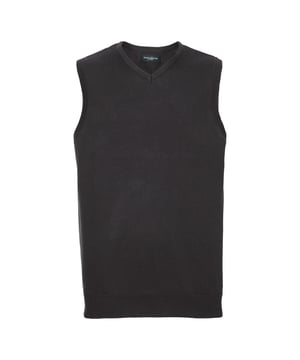 Sleeveless version of Russells classic, easy care V-neck pullover - for stylish layering over shirt or polo. Easy care CottonBlend that combines the coolness and lightness of cotton with the softness, warmth and stain resistance of acrylic. Elastane on waistband trim to retain shape and smart appearance. Contemporary styling. Quick to dry. Extensive size range. Washable at 40 degrees and tumble dryable. Fine gauge knit provides an excellent surface for embroidery and badging. Weight: 275g/m². Fabric: CottonBlend 50% Cotton, 50% Acrylic. Size: XXS Chest To Fit (ins) 32-34. XS Chest To Fit (ins) 34-36. S Chest To Fit (ins) 36-38. M Chest To Fit (ins) 38-40. L Chest To Fit (ins) 40-42. XL Chest To Fit (ins) 42-44. 2XL Chest To Fit (ins) 44-46. 3XL Chest To Fit (ins) 46-48. 4XL Chest To Fit (ins) 48-50. RUSSELL COLLECTION - a variety of Mens and Womens corporatewear in a wide range of styles, colours and sizes.
