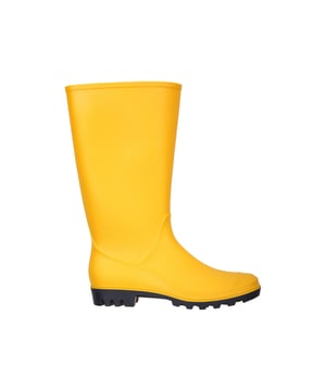 Bovenste: PVC. Voering: Zacht, Textiel. Breedte: 41,4cm. Hoogte: 34,9cm. Tussenzool: Verstevigd, EVA (Ethyl Vinyl Acetaat). Buitenzool: Tractiegrip. Diepe Lugs, Lichtgewicht, Voorgevormd Voetbed, Waterdichte Veters. Blokhak. Snit: Midden kuit. Ontwerp: Eenvoudig. Teenstijl: Rond. Zoolkenmerken: Contrast. Duurzaam, gemakkelijk schoon te maken. Sluiting: Slip-on.