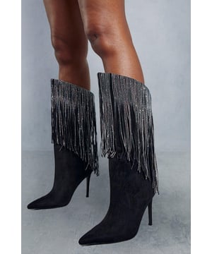 Black tassel boots hotsell