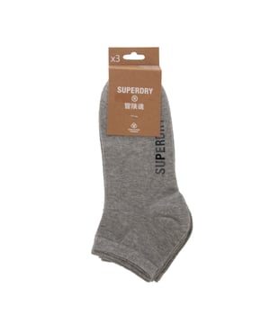 Mens Superdry 3 Pack of Trainer Socks in grey marl.- Ribbed cuff.- Printed Superdry logo.- Ref: Y3110021A1SC